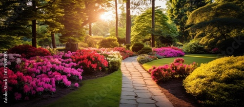 lush garden amidst a sea of vibrant green plants the beautiful backdrop of nature provided the perfect canvas for the colorful summer blossoms to showcase their breathtaking beauty and natu