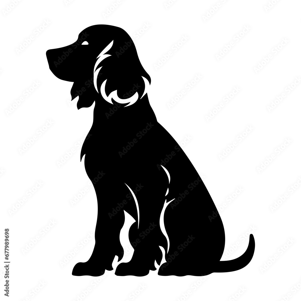 English Cocker Spaniel Dog Vector Silhouette, Generative AI.
