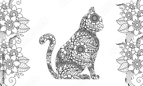 Cat Coloring Page for Adults