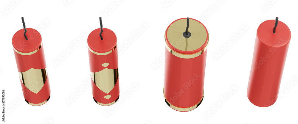 Experience the excitement of Lunar New Year in Asia through our 3D illustration of red firecrackers. Isolated on a transparent background, PNG format. Experience the excitement of Lunar New Year in Asia through our 3D illustration of red firecrackers. Isolated on a transparent background, PNG format.
