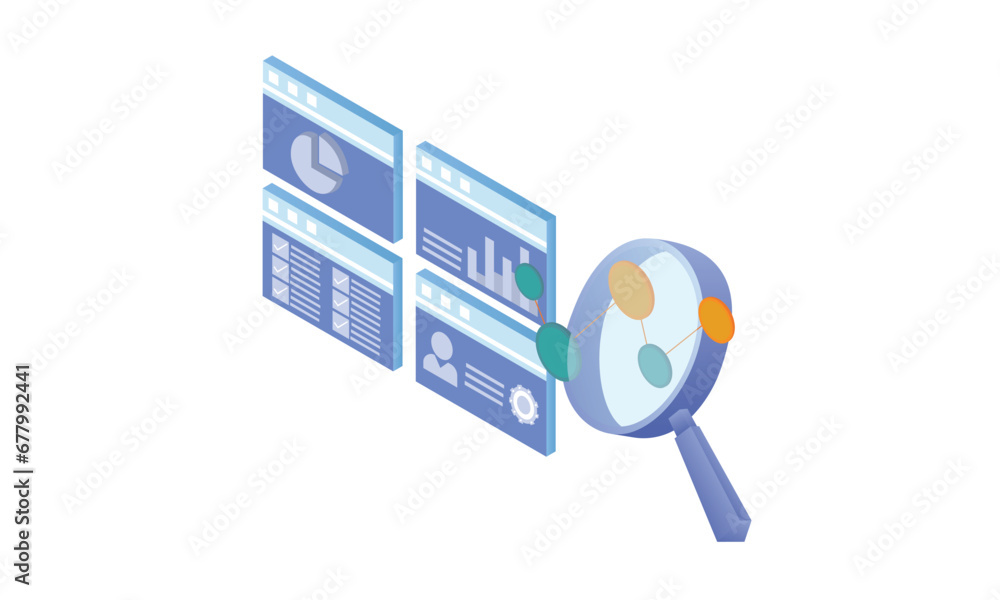 Isometric Analyze business development and incident management.on white background.3D design.isometric vector design Illustration. Isometric Analyze business development and incident management.on white background.3D design.isometric vector design Illustration.
