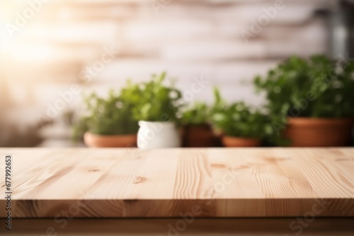 Modern Kitchen wooden table top for product, display podium
