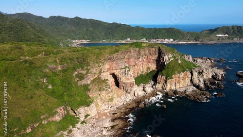 Longdong Bay at Northeast coast of Taiwan (New Taipei City and Yilan) National Scenic Area. photo