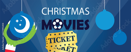 Advertising banner with text CHRISTMAS MOVIES