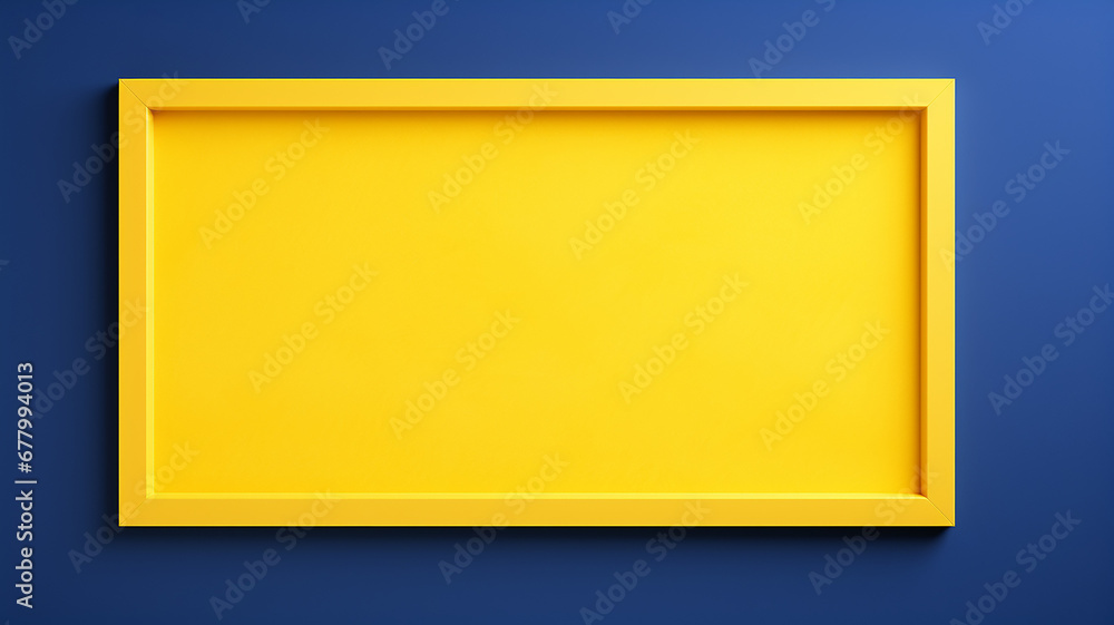bright yellow rectangular frame on a blue background. bright yellow rectangular frame on a blue background.