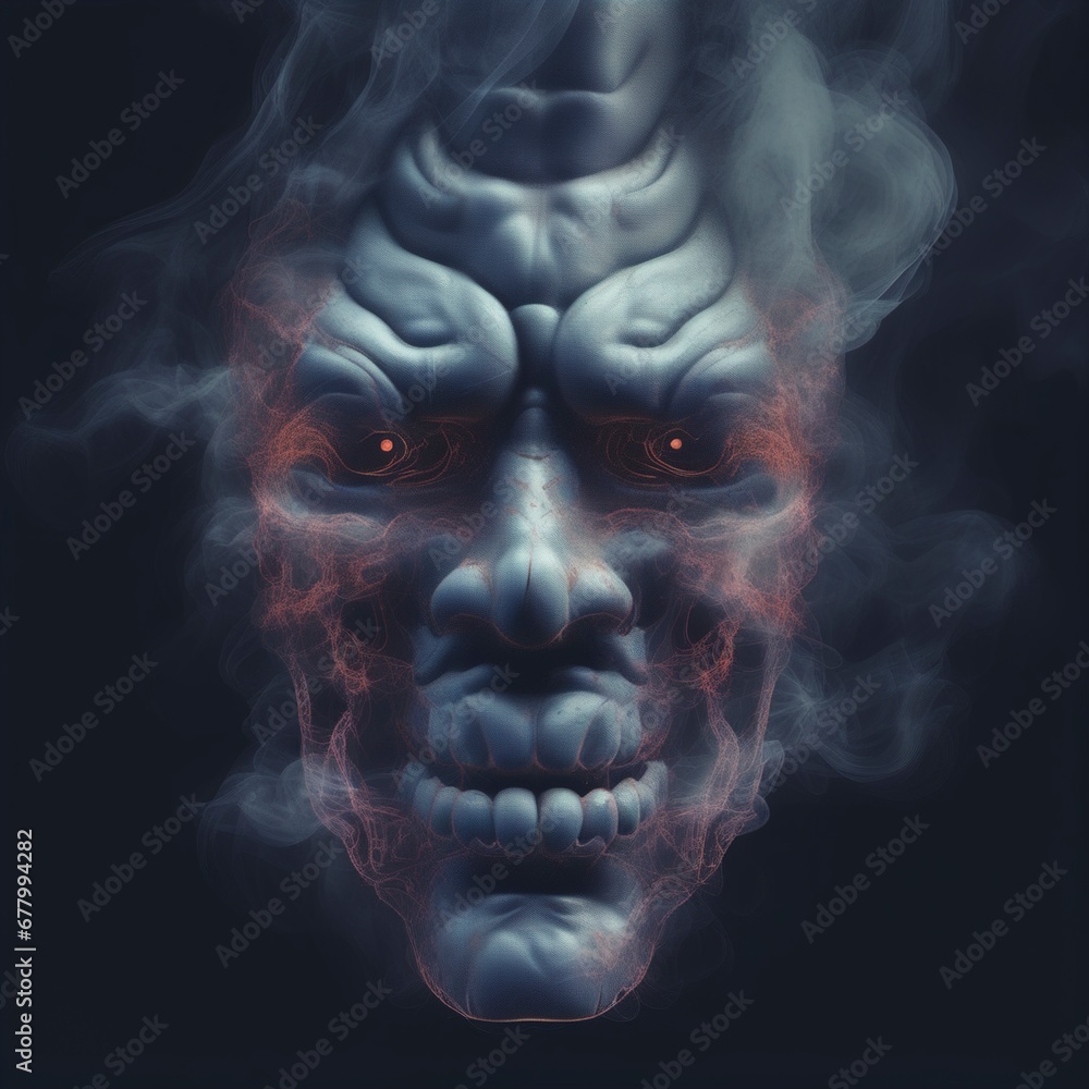 Fototapeta premium 3 d cg rendering of a monster Halloween skull with smoke