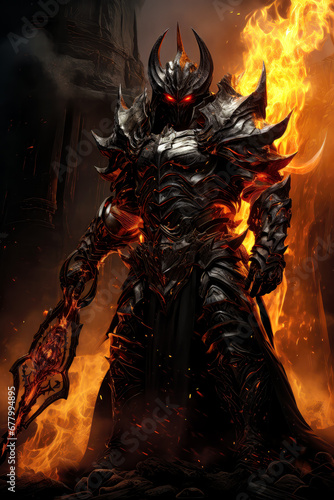demon knight in the fires of hell, generative ai