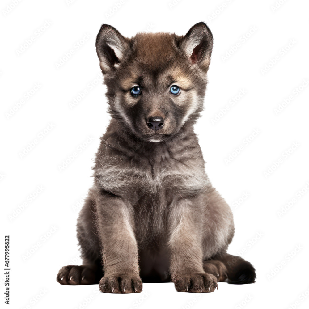 baby wolf isolated on transparent background,transparency 