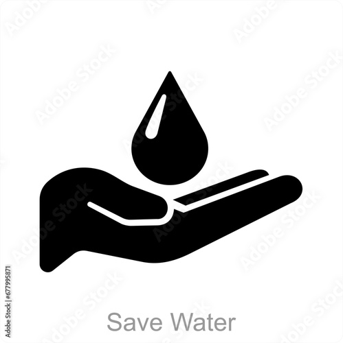 Save Water and water preservation icon concept