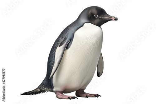 Cutout of an Adelie Penguin isolated on Transparent background. Generative Ai