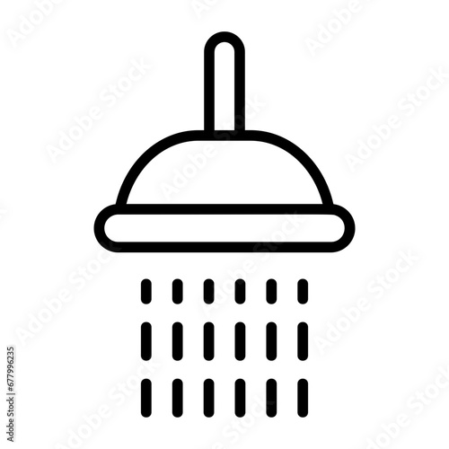 Showerhead, shower spray, shower stall, bathing facility, shower bath icon and easy to edit.