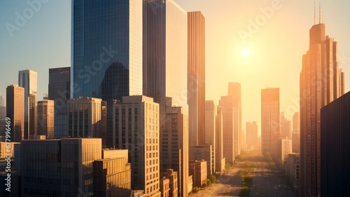 Sunrise in a skyscrapers landscape
