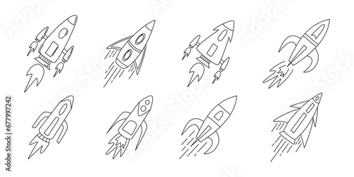 Rocket set vector icon illustration template vector. spaceship or spacecraft symbol launch fast flying for space. New business start up