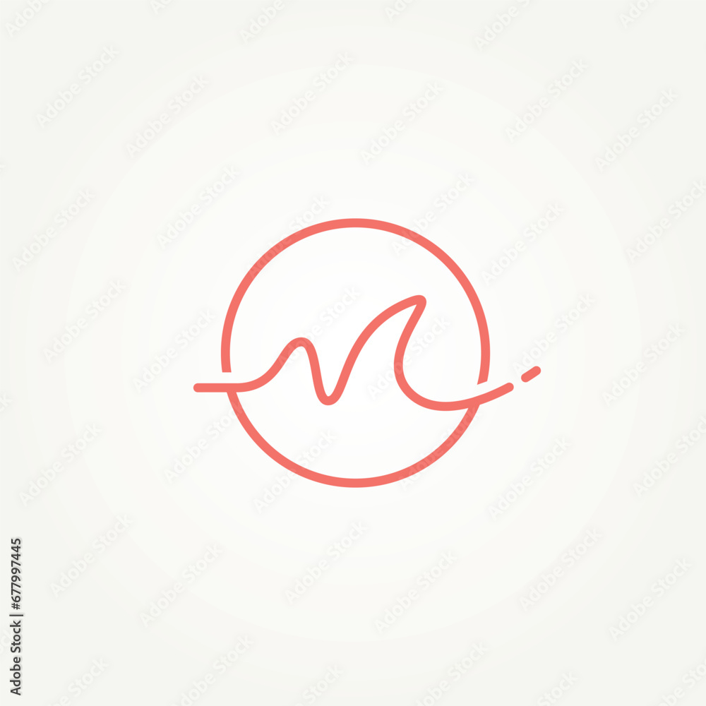 Fototapeta premium initial letter M handwriting line art logo template vector illustration design