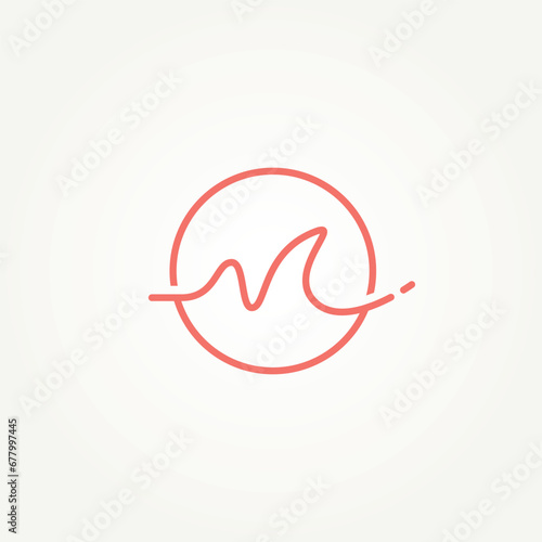 initial letter M handwriting line art logo template vector illustration design