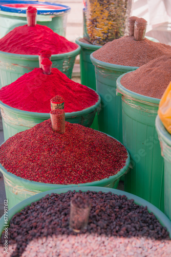 Spices on the market at the Chorsu Bazaar in Tashkent, Uzbekistan