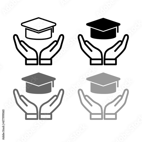 Scholarship icon with outline and glyph style