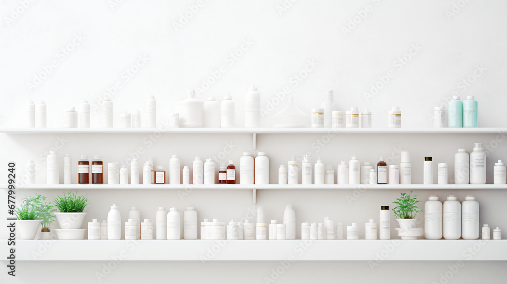 Pharmacy and medicine on a white background.





