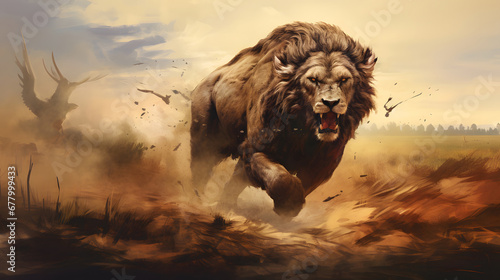 Predator's Pursuit: Wildlife in Action. Lion