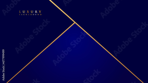 Abstract wide gradient blue luxury design of overlap template with gold line background. Overlapping with tech cover header template. vector illustration