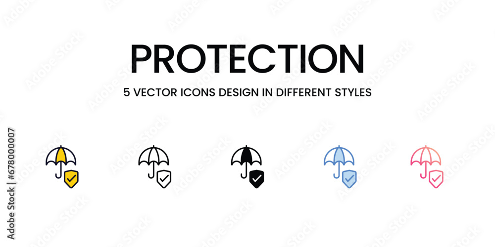 Protection Icon Design in Five style with Editable Stroke. Line, Solid, Flat Line, Duo Tone Color, and Color Gradient Line. Suitable for Web Page, Mobile App, UI, UX and GUI design. Protection Icon Design in Five style with Editable Stroke. Line, Solid, Flat Line, Duo Tone Color, and Color Gradient Line. Suitable for Web Page, Mobile App, UI, UX and GUI design.