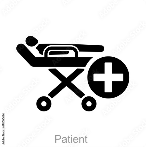 Patient and medical care icon concept