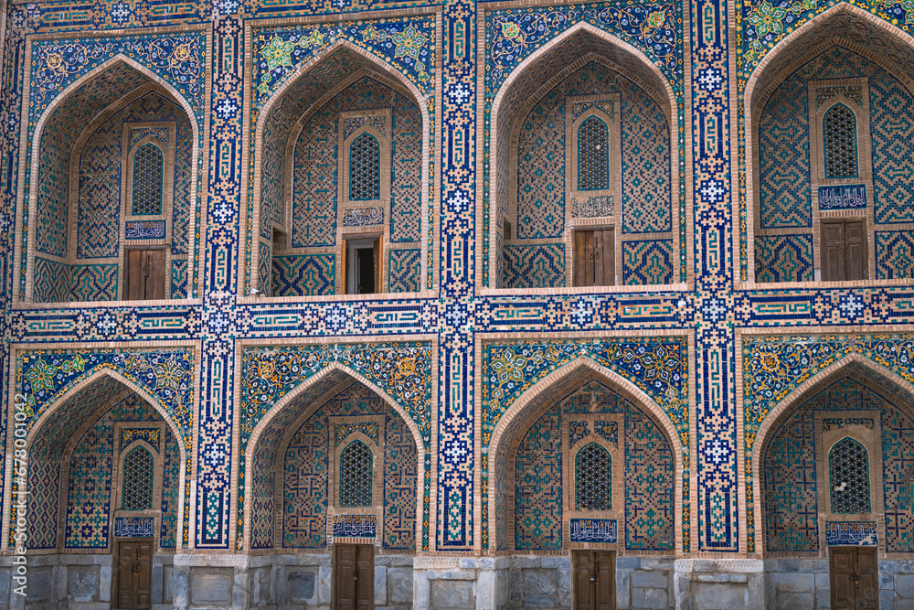 Colorful exterior of tilya-kori madrasah, Samarkand Registan