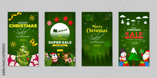 Vector illustration of Merry Christmas Sale social media feed set template