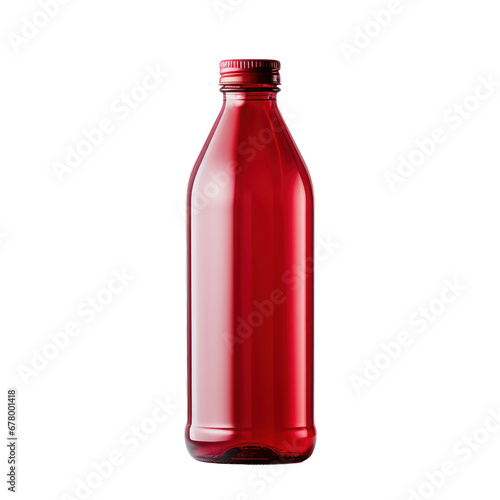 Red bottle of water,red glass bottle mockup isolated on transparent background,transparency 