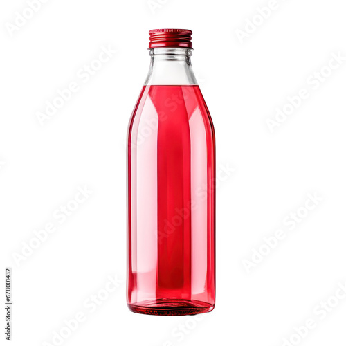 Red bottle of water,red glass bottle mockup isolated on transparent background,transparency 