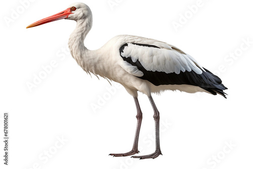 Graceful White Stork Silhouette Isolated on Transparent Background