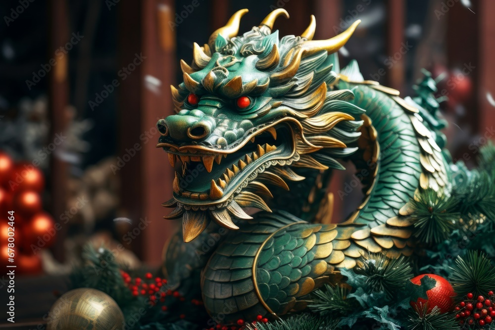 Asian calendar for Chinese New Year 2024. Chinese dragon zodiac sign