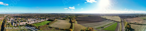 Most Beautiful High Angle Panoramic view of British Countryside Landscape of Letchworth Garden City of England UK. Image Captured on November 11th, 2023 with Drone's camera © Altaf Shah