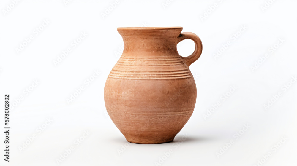 Pottery vase clay jug isolated on white background