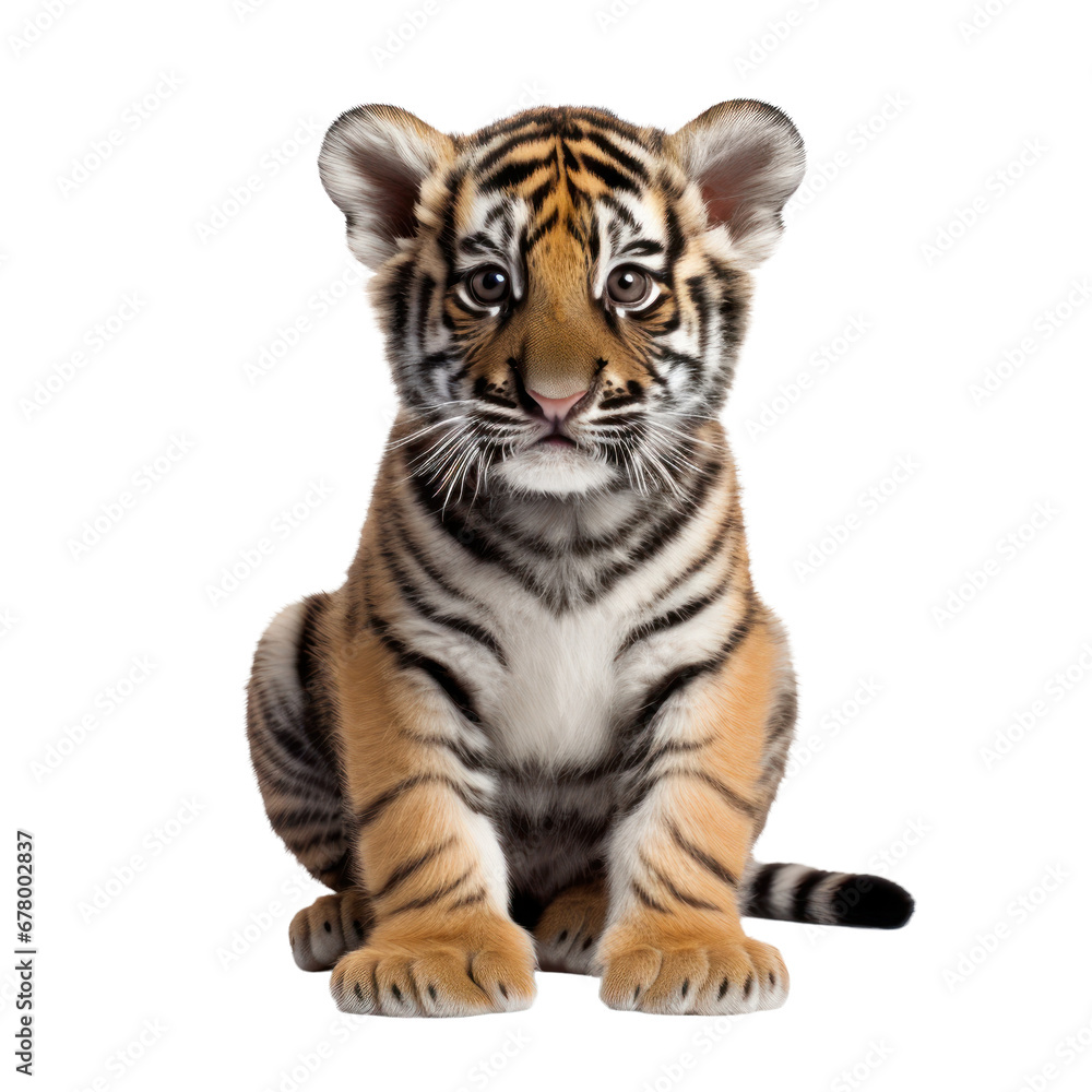 Baby tiger isolated on transparent background,transparency 