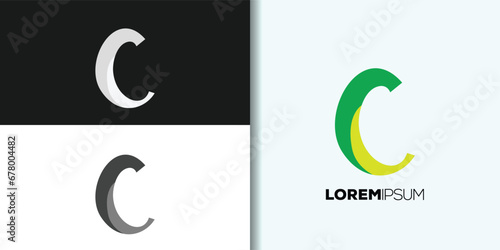 artistic letter c logo set