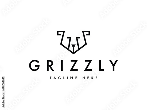 modern minimal bear grizzly logo design