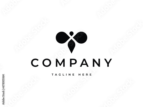 minimal bee silhouette creative logo design