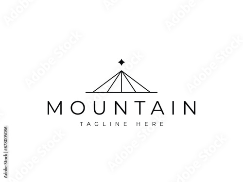 abstract minimal mountain with star line logo design
