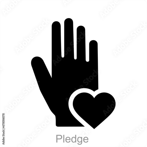 Pledge and heart icon concept