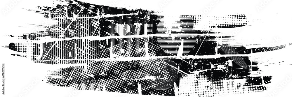 Glitch distorted grange shape . Noise grungy logo . Trendy defect error shapes . Glitched frame .Grunge textured . Distressed effect .Vector shapes with a halftone dots screen print texture. Glitch distorted grange shape . Noise grungy logo . Trendy defect error shapes . Glitched frame .Grunge textured . Distressed effect .Vector shapes with a halftone dots screen print texture.