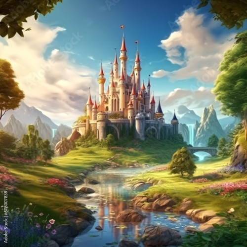 Fantasy fairy tale castle land land in a fantastic, realistic st