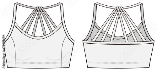 Illustration of active bra, Fashion Flat Sketch Vector Illustration, CAD, Technical Drawing, Flat Drawing, Template, Mockup.
sports tight vest