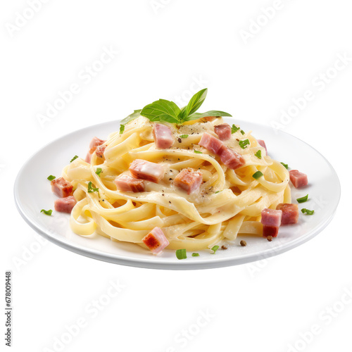 Carbonara pasta,Italian food isolated on transparent background,transparency 