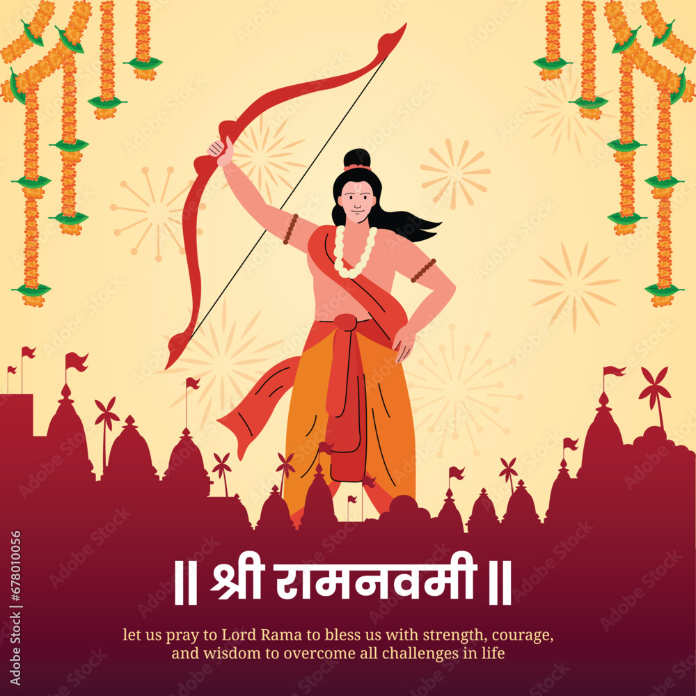 happy ram navami hindu festival greeting vector happy ram navami hindu festival greeting vector