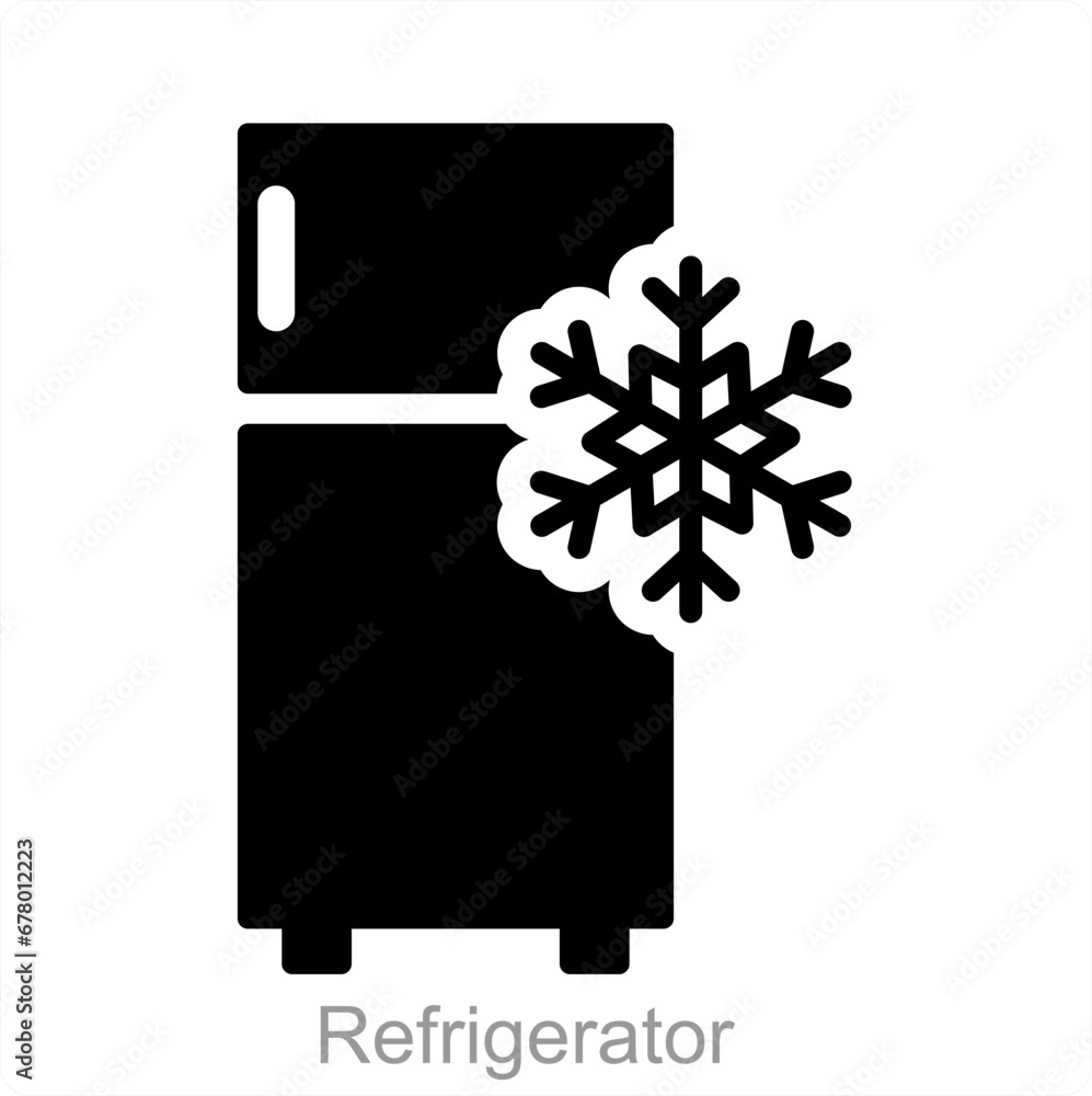Refrigerator and food icon concept Refrigerator and food icon concept