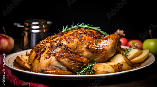 Roasted turkey with apples and rosemary
