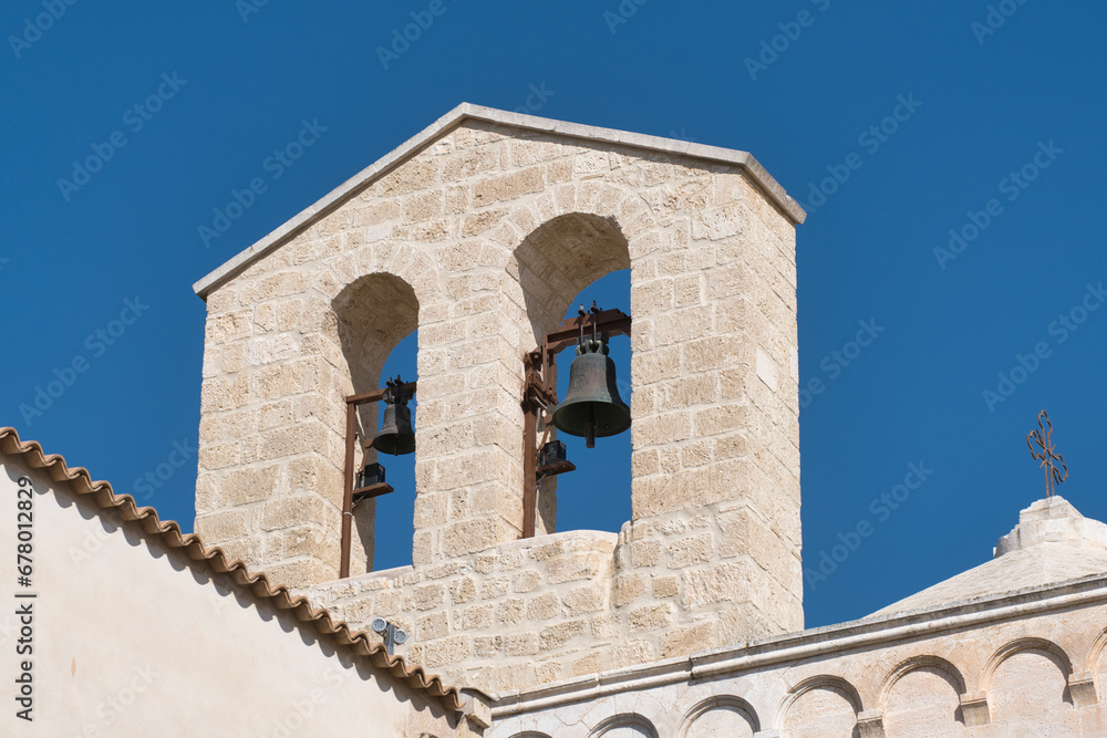 Detailed view of the bell tower of the ancient church of San Leonardo di Siponto Detailed view of the bell tower of the ancient church of San Leonardo di Siponto