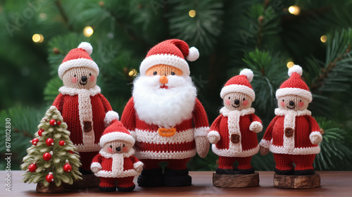 Christmas Knitted Toy Santa Claus with Christmas Tree