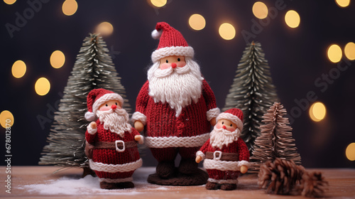 Christmas Knitted Toy Santa Claus with Christmas Tree